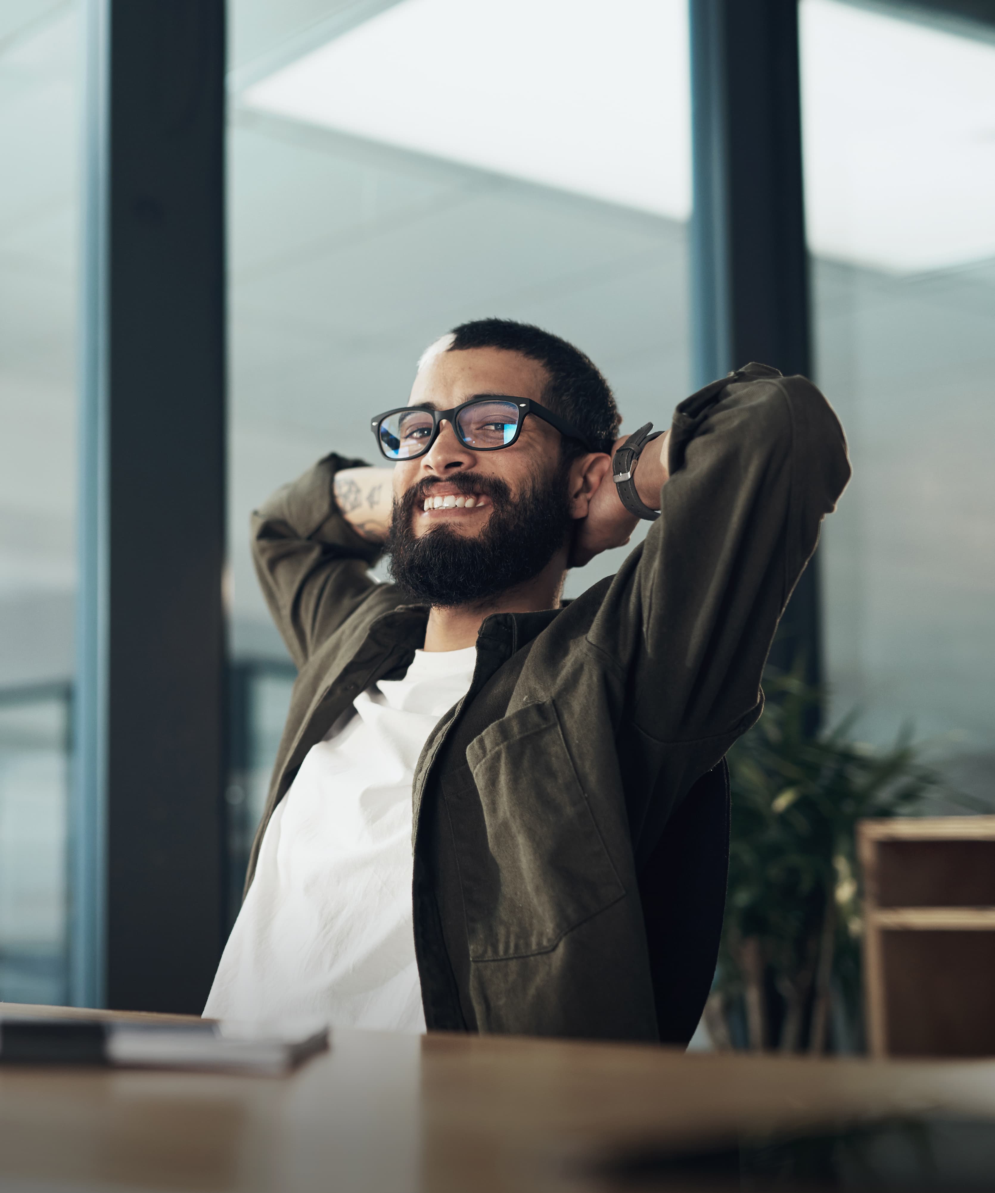 Man relaxing at work